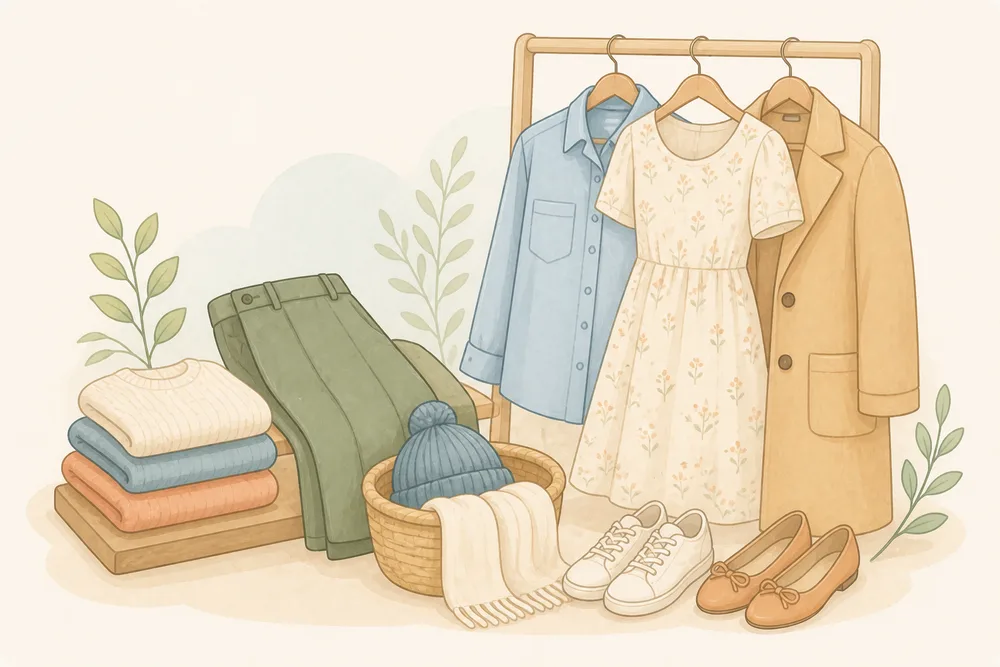 Illustration de vêtements et accessoires du quotidien