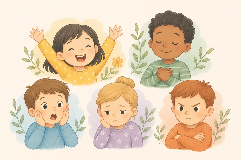 Illustration de visages exprimant plusieurs émotions