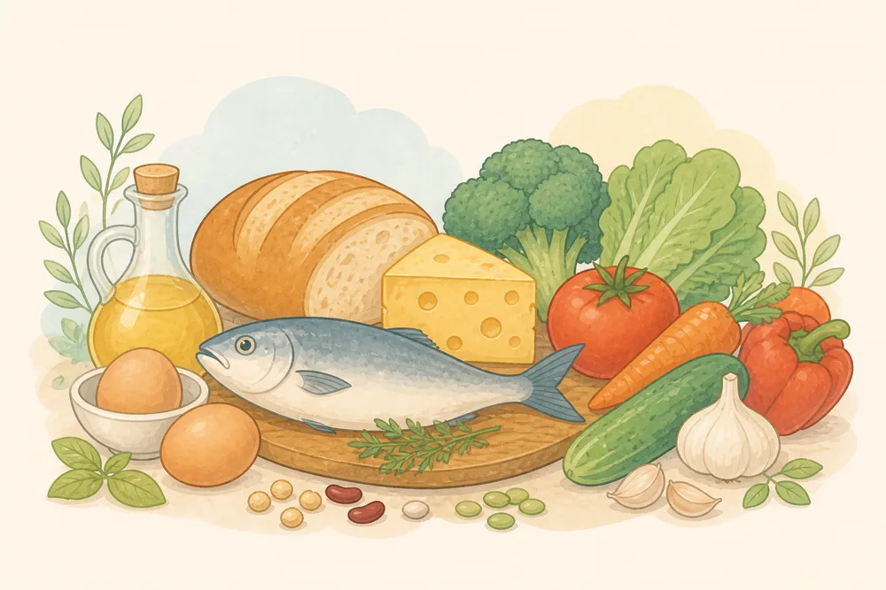 Illustration de plusieurs aliments du quotidien