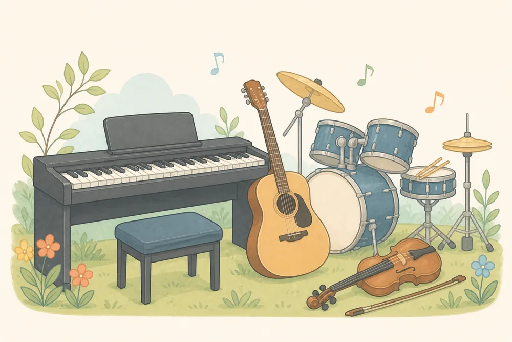 Illustration de plusieurs instruments de musique